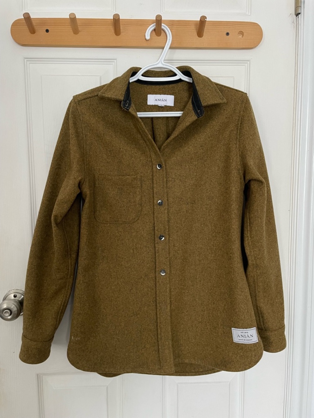 Anían Olive Wool-Blend Shirt Jacket